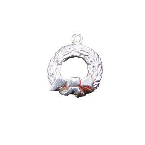 Vintage Sterling Silver Plate Christmas Wreath Bracelet Charm